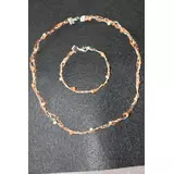 einzigartiges halsband und armband aus kupfer-silberdraht mit kleinen glasperlen online kaufen bei ankrela "andrea's kreativ laden"