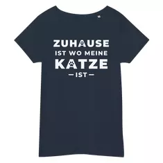 BIO DAMEN T-SHIRT "ZUHAUSE IST WO MEINE KATZE IST" via SHOMUGO - Dein Brand Store im Online Marktplatz
