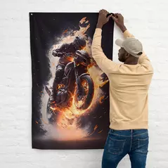 fahne zum aufhängen und als wanddekoration: biker in flammen online kaufen bei alle anbieter