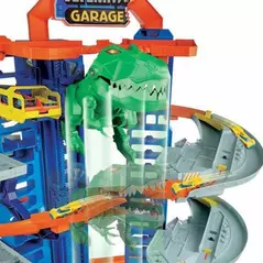 mattel - hot wheels megacity parking garage with t-rex attack, race track, and 2 toy cars online kaufen bei shomugo gmbh