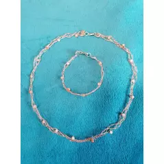 einzigartiges halsband und armband aus kupfer-silberdraht mit kleinen glasperlen online kaufen bei ankrela "andrea's kreativ laden"