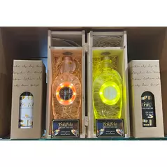 trüffelo gin  orange sonderedition beleuchtet in holzkiste  organic dry gin 44% vol.  blau, orange, grün, weiß online kaufen bei alle anbieter