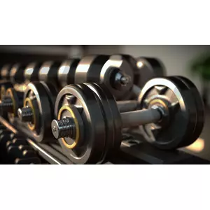 CLOSE UP OF DUMBBELLS IN A GYM [CLONE]