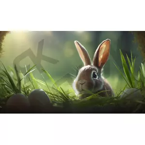 EASTER BUNNY IN THE MEADOW WITH EASTER EGGS 16:9