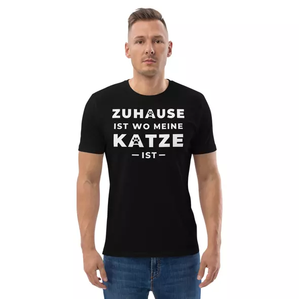 BIO HERREN T-SHIRT "ZUHAUSE IST WO MEINE KATZE IST" via SHOMUGO - Dein Brand Store im Online Marktplatz