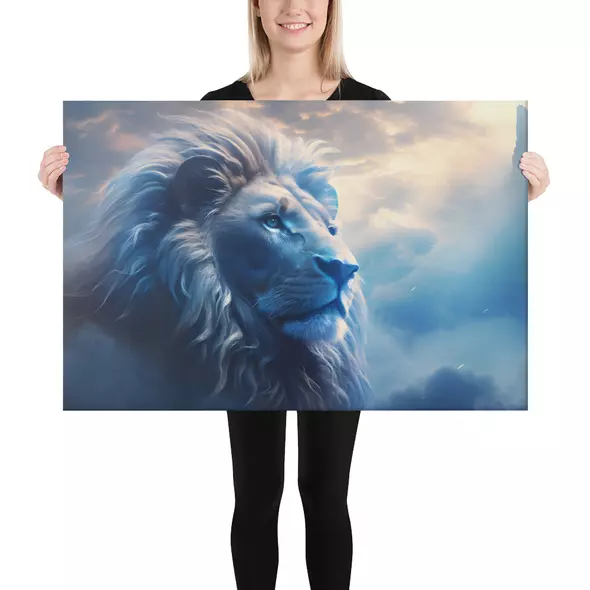 himmelskönig - der löwe aus den wolken, bild auf leinwand (61x91x3,8cm) - fertig zum aufhängen online kaufen bei shomugo gmbh