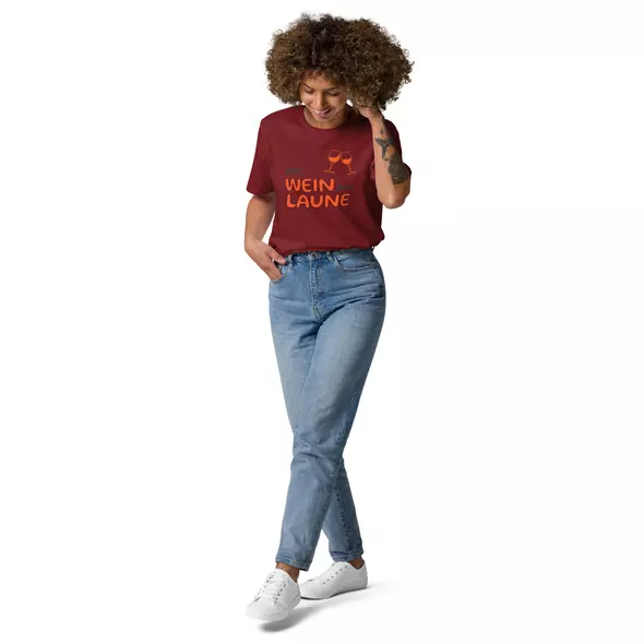 "guter wein. gute laune." t-shirt in kooperation mit orange & natural wines – genussvoll stilvoll online kaufen bei shomugo gmbh