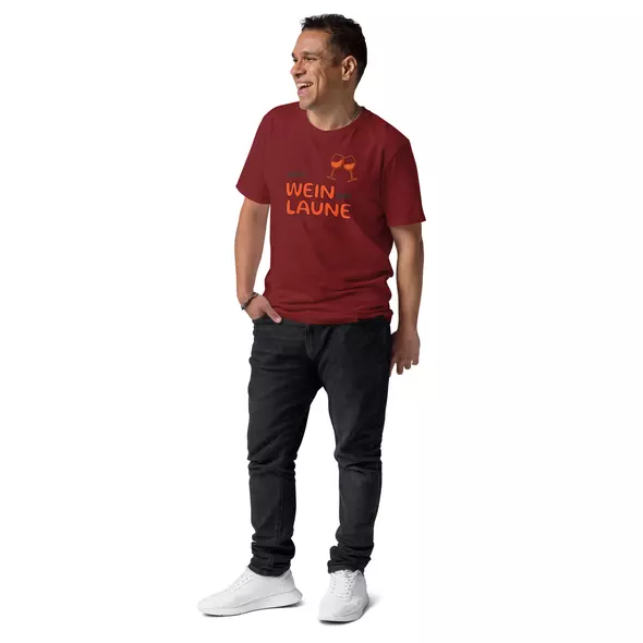 "guter wein. gute laune." t-shirt in kooperation mit orange & natural wines – genussvoll stilvoll online kaufen bei shomugo gmbh