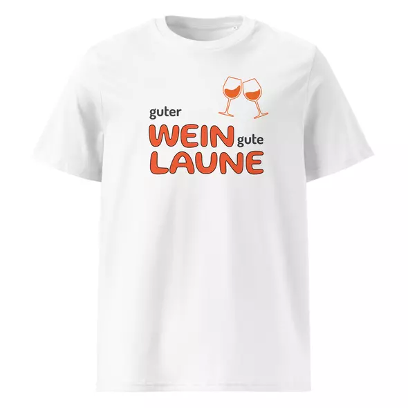 "guter wein. gute laune." t-shirt in kooperation mit orange & natural wines – genussvoll stilvoll online kaufen bei shomugo gmbh