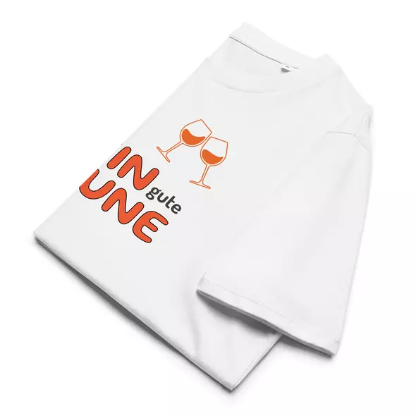 "guter wein. gute laune." t-shirt in kooperation mit orange & natural wines – genussvoll stilvoll online kaufen bei shomugo gmbh